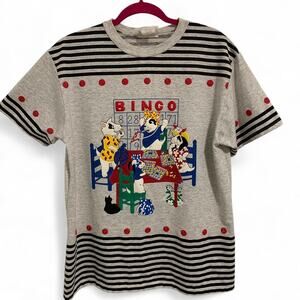 Vintage Spumoni 80s/90s rare BINGO striped eccentric dog t shirt size medium